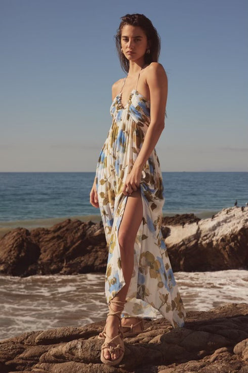 BLUE FLOWER BEACH DRESS